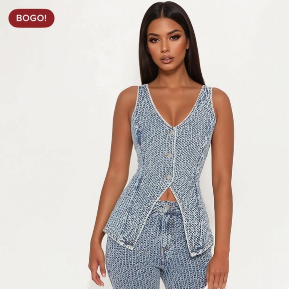 Fashion Nova Other - Midnight Glow Flare Pants Set- Medium Wash